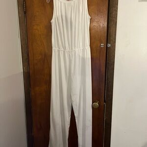 White Sleeveless Wide-Leg Jumpsuit
